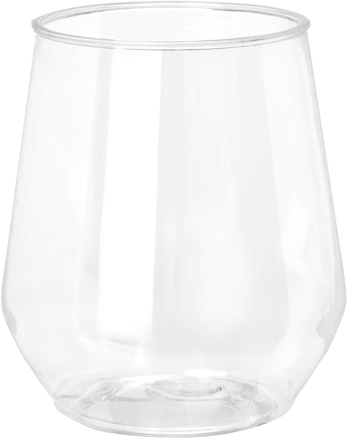 32 count 12 oz Unbreakable Stemless Plastic Wine Champagne Glasses Elegant Durable Reusable Shatt... | Amazon (US)