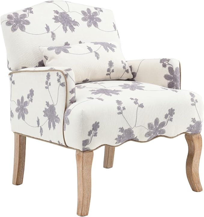 Shunzhi Mid Century Accent Chairs Modern Floral Armchair Upholstered Reading Chair Linen Comfy Si... | Amazon (US)