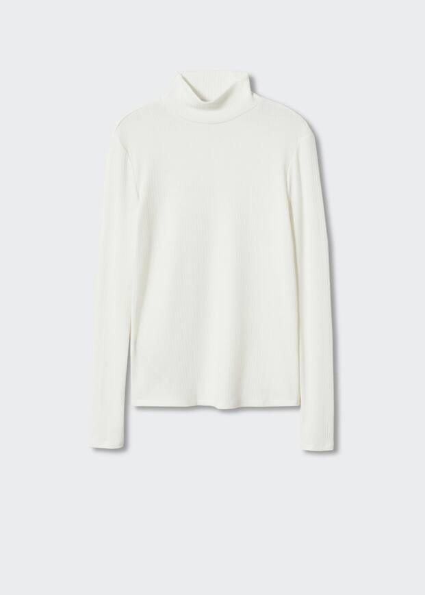 Ribbed long-sleeved t-shirt | MANGO (UK)