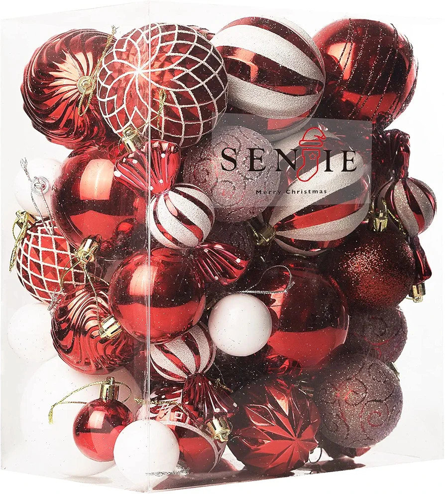 Christmas Ball Ornaments Set Assorted Shatterproof Ornaments 63 PCS Shaped Styles Xmas Tree Holid... | Amazon (US)
