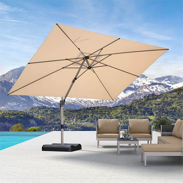 PURPLE LEAF Deluxe Aluminum Outdoor Patio Umbrella Square Cantilever Umbrellas | Purple Leaf