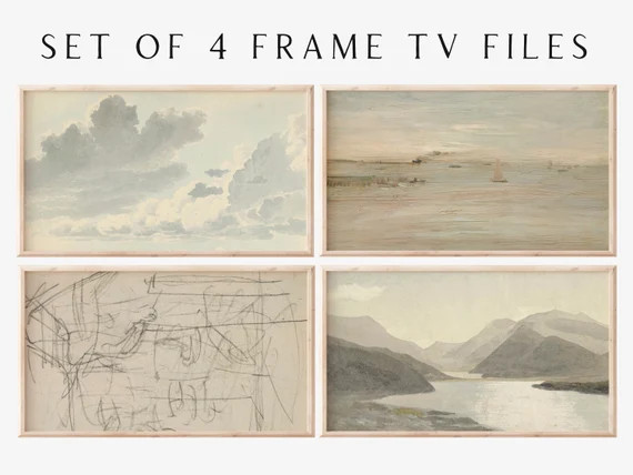 Samsung Frame TV Art File  Vintage Neutral Art Set of 4  - Etsy | Etsy (US)