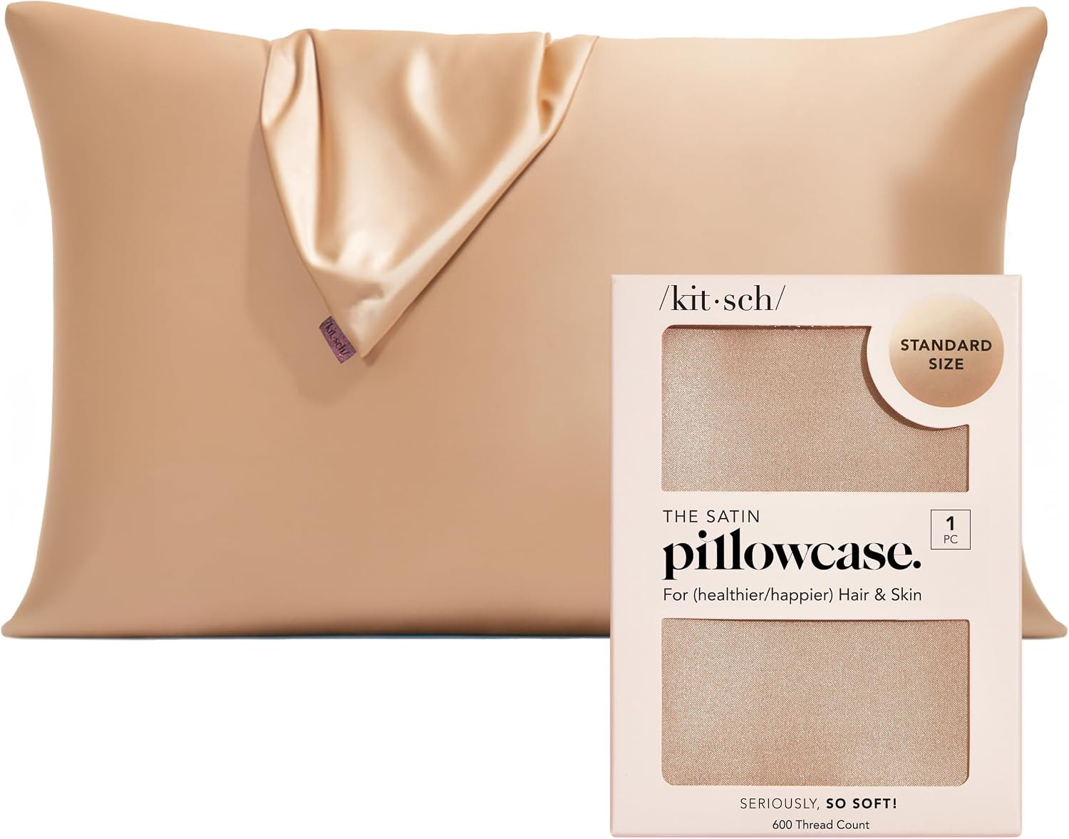 Kitsch Satin Pillowcase with Zipper - Standard Size, Champagne | Amazon (US)
