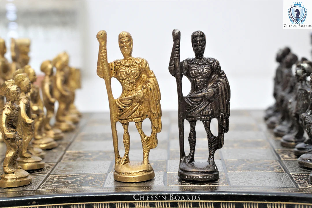 Metal Greek Warrior Chess Set: Bronze & Silver Plated Zinc Alloy | Etsy (US)