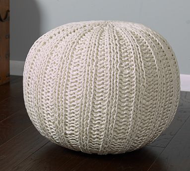 Handknit Cotton Sweater Pouf | Pottery Barn (US)