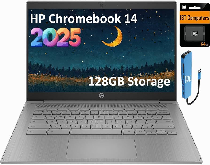 HP Chromebook 14 Laptop (14" Anti-glare, Intel 4-Core Celeron N4120, 4GB RAM, 128GB Storage (64GB... | Amazon (US)
