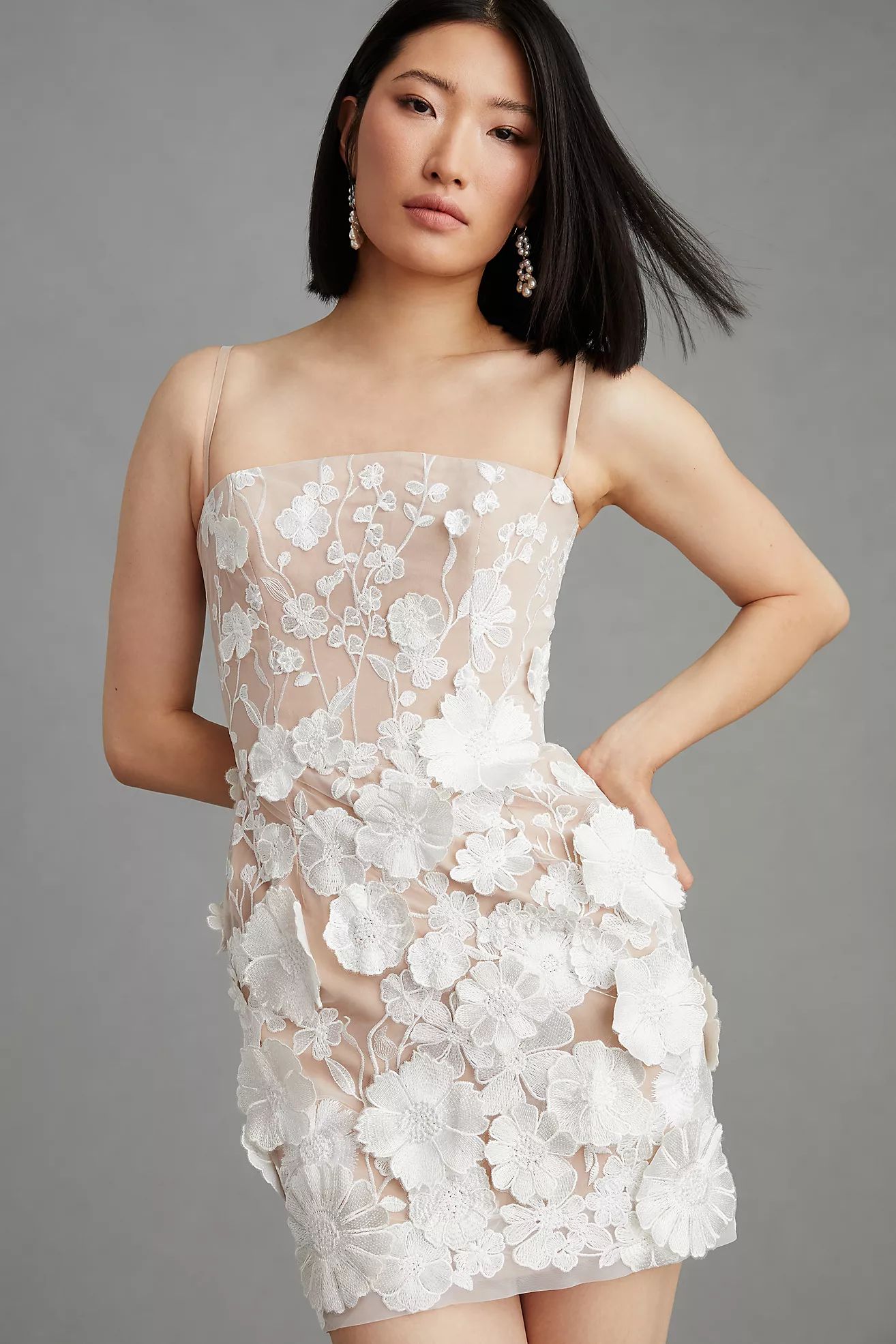 Helsi Structured 3D Floral-Embellished Mini Dress | Anthropologie (US)