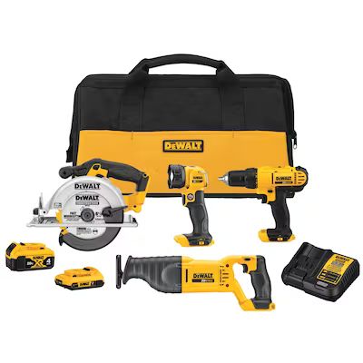 DEWALT  4-Tool 20-Volt Max Power Tool Combo Kit with Soft Case (2-Batteries and charger Included... | Lowe's