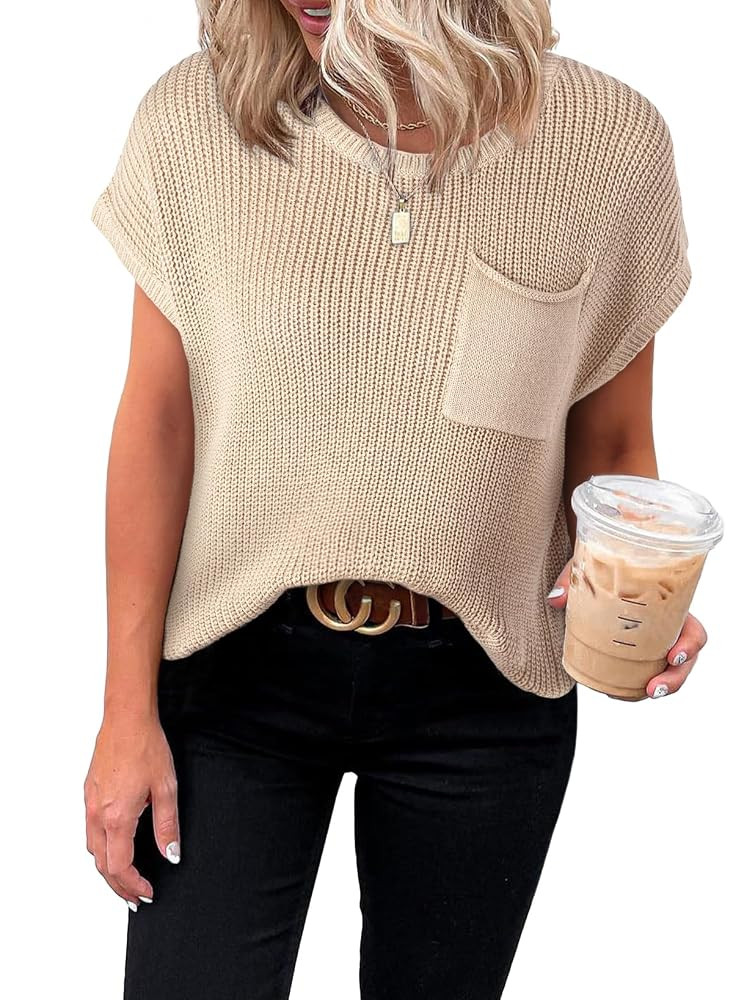 Dokotoo Women's Casual Short Sleeve Loose Tunic Tops Lightweight Knit Spring Pullover Sweater Blo... | Amazon (US)