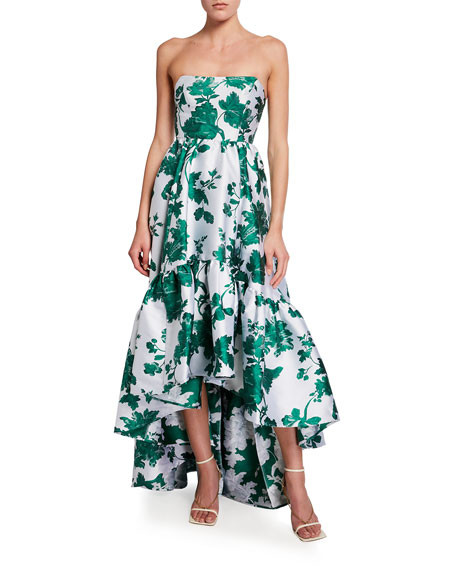 Mestiza New York Georgiana Strapless High-Low Jacquard Gown | Neiman Marcus