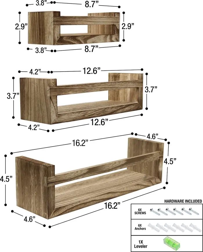 Mahogany Wood Floating Shelf 3-Piece Set | Nordstrom Rack