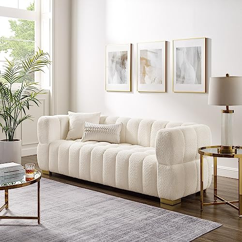 VANOMi Sofa Couch for Living Room, Modern Futon 3-Seat Sofa Upholstered Sofa Couch with Metal Leg fo | Amazon (US)