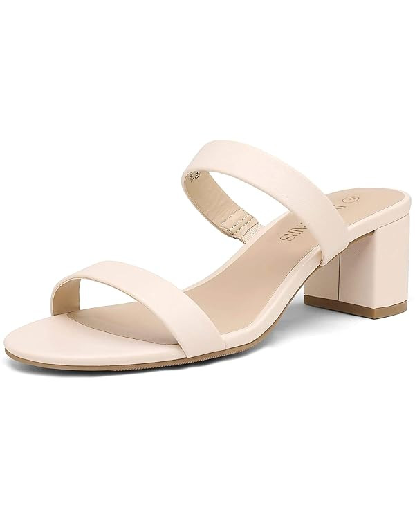 DREAM PAIRS Women's Two Strap Open Toe Low Block Chunky Heels Sandals Dress Pumps Casual Summer M... | Amazon (US)