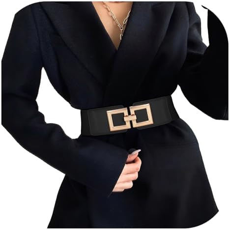 Wide Belts for Women Fashion Elastic Belt for Dresses Vintage Waist Belt Ladies Stretchy Belt Gol... | Amazon (US)