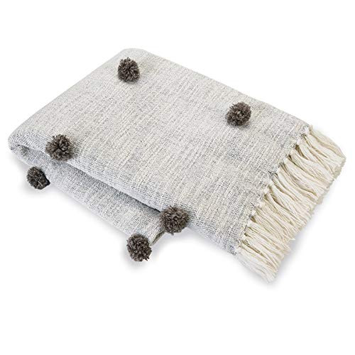 Mud Pie Pom Grey Throw Blanket | Amazon (US)