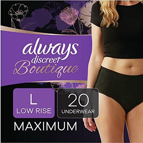 Always Discreet Boutique Low-Rise Postpartum Incontinence Underwear Size L Maximum Absorbency, Up to | Amazon (US)