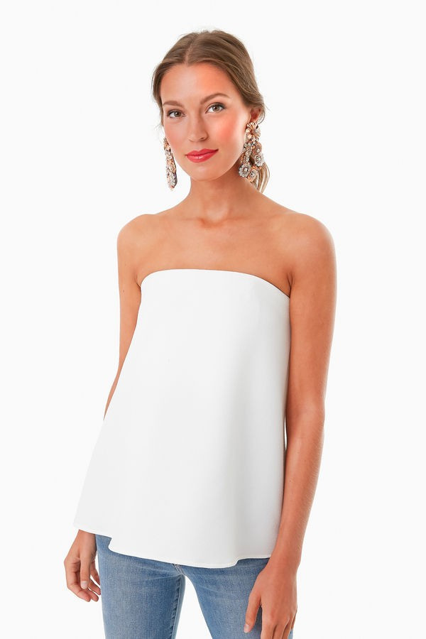 Strapless Ivory Crepe Marin Top | Tuckernuck (US)