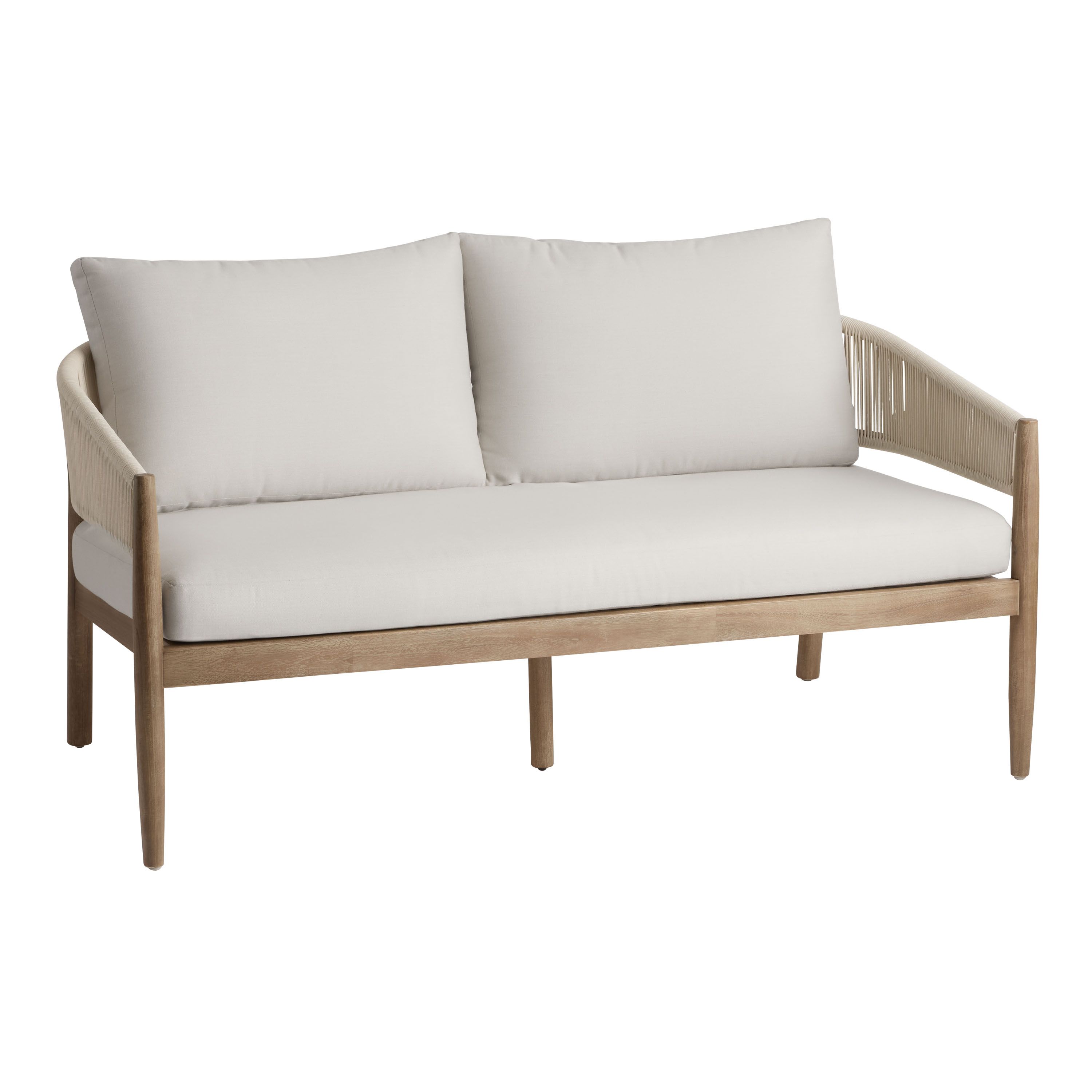 Cabrillo Acacia Wood And Rope Outdoor Loveseat | World Market