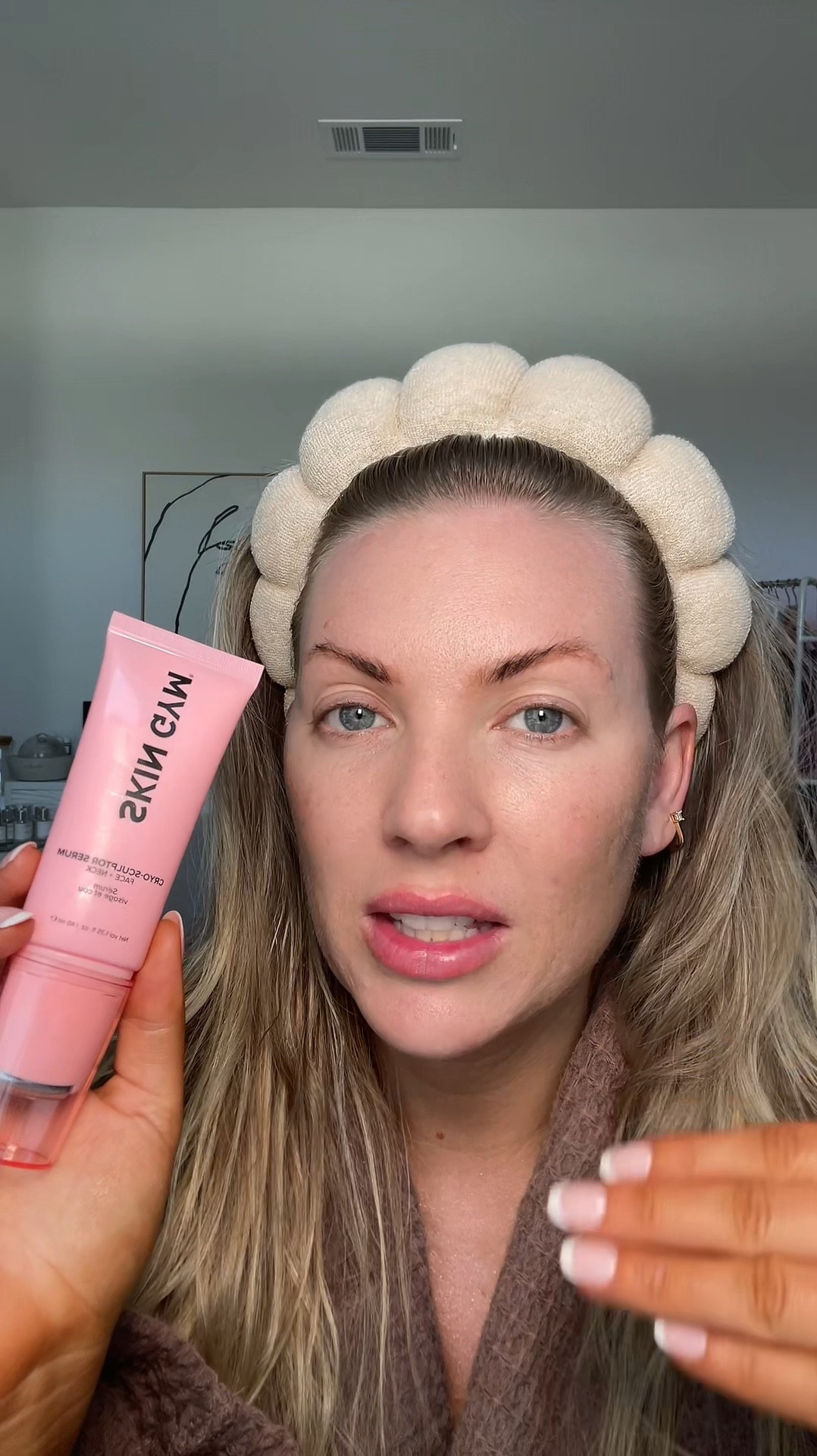 If you guys love to use ice rollers 🧊 on your face, and you also love gua sha, then you’re going to love the Cryo-Sculptor Face & Neck Serum from @skingymco. 💕 

This serum has a built-in stainless steel roller applicator, that dispenses a lightweight serum to de-puff and calm the skin for a more defined appearance. I like to keep mine in the fridge to make it extra cold and refreshing! 🧖🏼‍♀️ So good for the morning ☀️ after eating too much salt 🧂 or not getting enough sleep 😴 (or maybe if you like a glass of wine here and there 🍷). I absolutely love the way it feels and helps sculpt my face! 

It’s got Squalane, Kelp Extract and Meadowfoam Seed Oil to add hydration too!💧#skingym #skingymcryosculptor #skingympartner 

#LTKVideo #LTKBeauty #LTKFindsUnder50