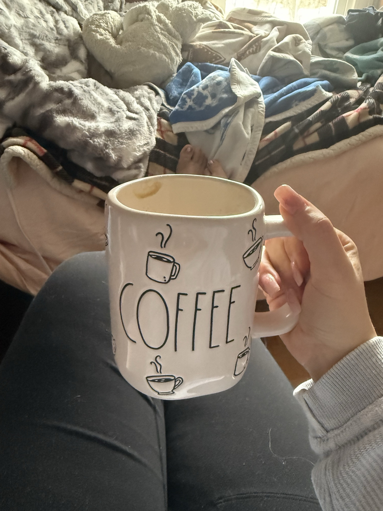 Morning coffee and using my bed as a foot rest😅 

#LTKHome #LTKPetite #LTKfoodie