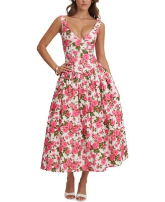 Wilfreda Blooming Floral Linen Sweetheart Midi Dress | Bloomingdale's (US)