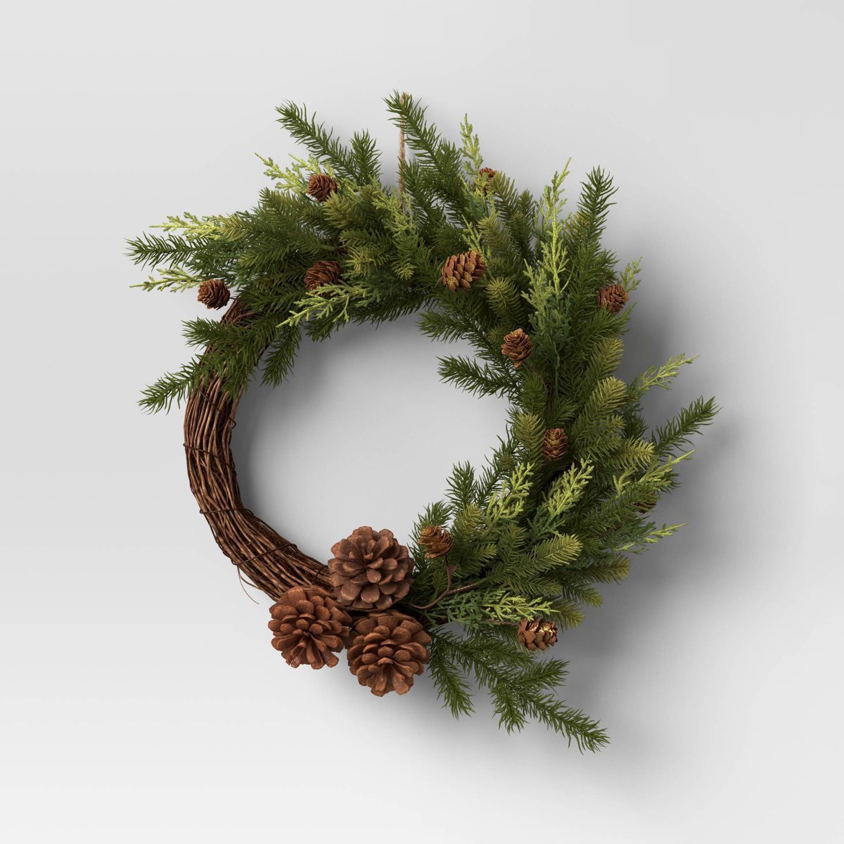 20" Mixed Greenery with Pinecones and Vine Artificial Christmas Wreath Green - Wondershop™ | Target