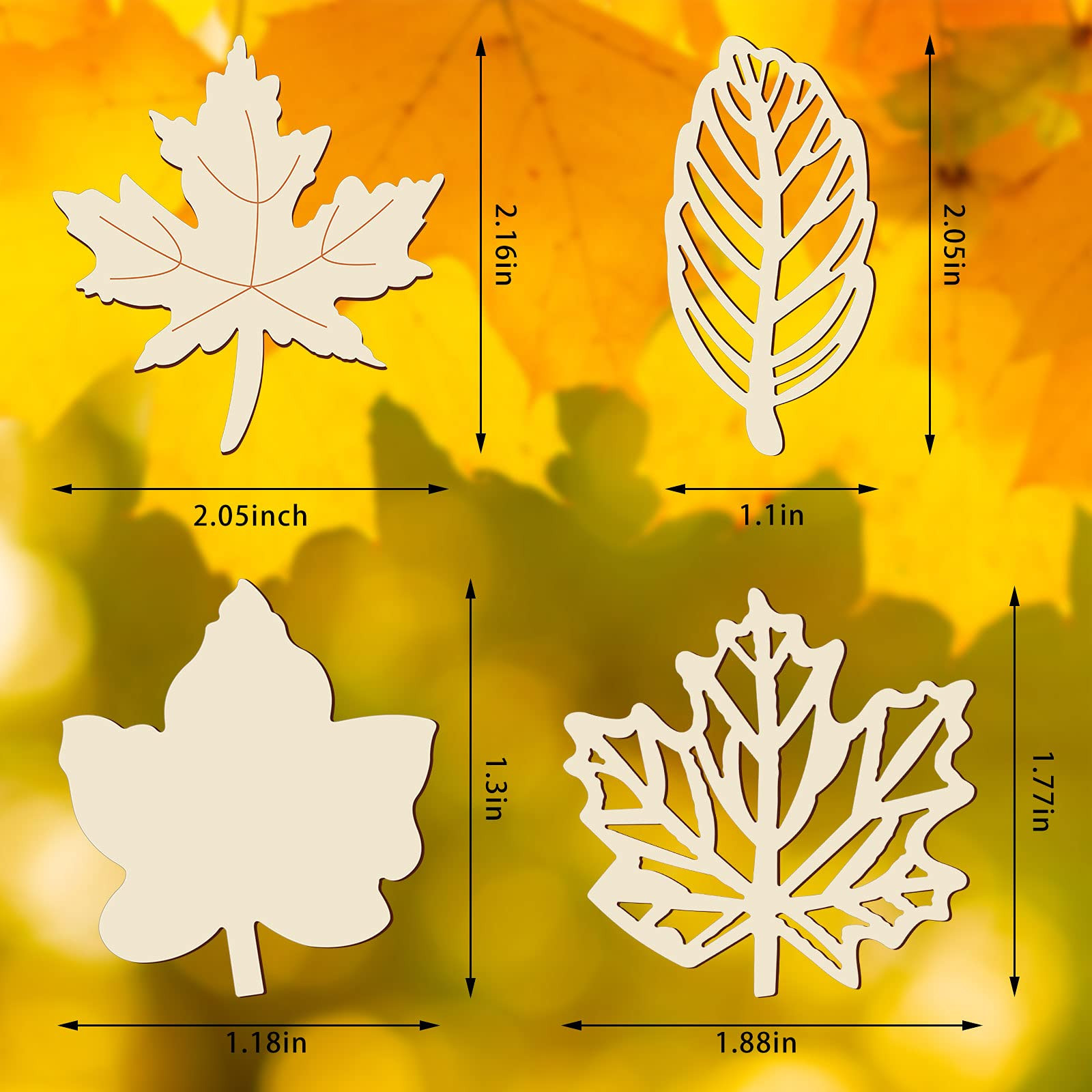 80 Pieces Unfinished Wood Cutouts Maple Leaves Wooden Crafts Fall Leaves Shape Crafts Autumn Leaf... | Amazon (US)