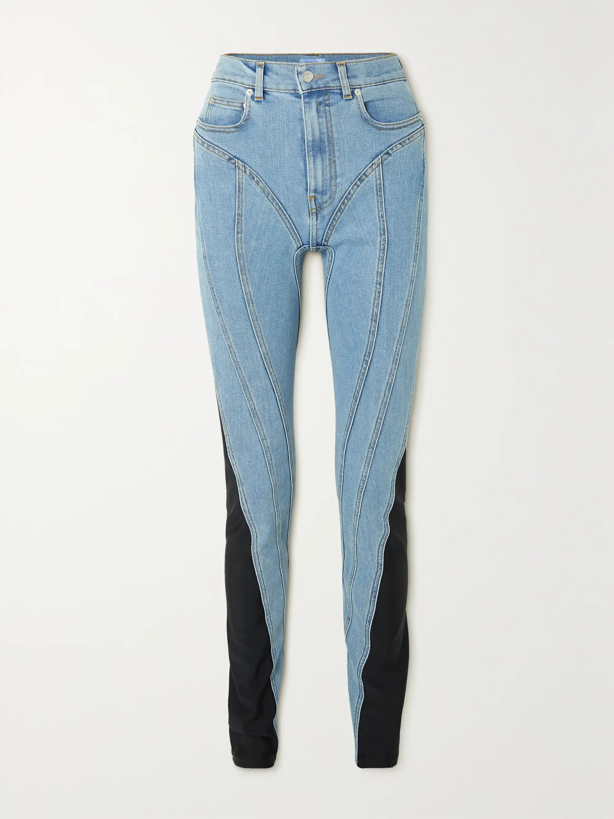 Stretch jersey-trimmed skinny jeans | NET-A-PORTER (US)