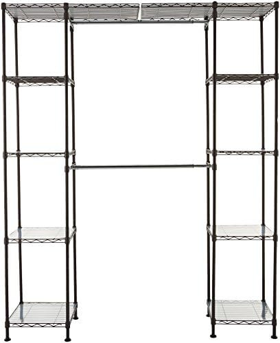 Amazon Basics Expandable Metal Hanging Storage Organizer Rack Wardrobe with Shelves, 14"-63" x 58... | Amazon (US)