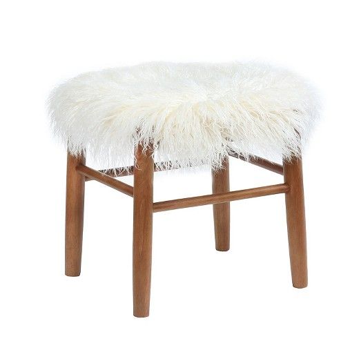 Faux Fur Accent Stool - White - Threshold™ | Target