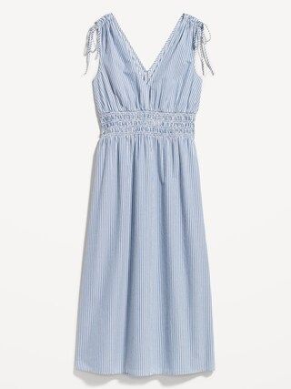 Fit & Flare Sleeveless Striped Tie-Shoulder Smocked Maxi Dress for Women | Old Navy (US)