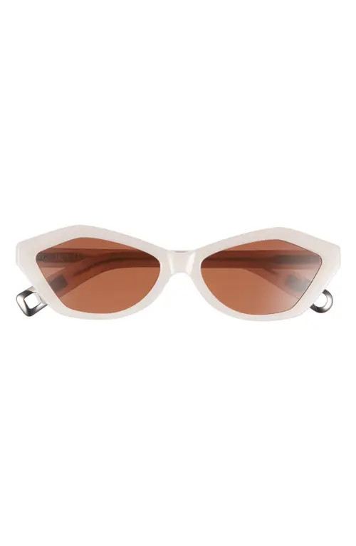 Jacquemus Les Lunettes Bambino Cat Eye Sunglasses in Pearl/silver/chocolate at Nordstrom | Nordstrom