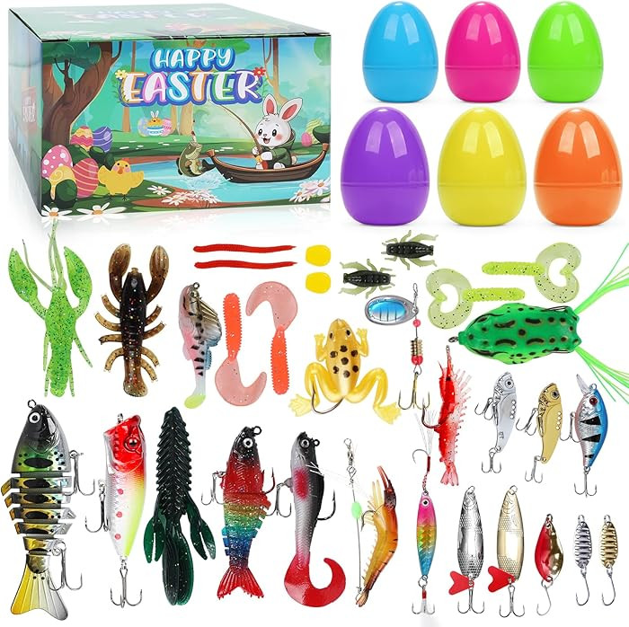 Easter Basket Stuffers for Teens Adults Men Women - Easter Egg Fillers 32 PCS Fishing Lures with ... | Amazon (US)