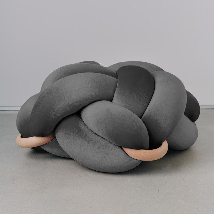 (L) gray Velvet Knot Floor Cushion | Minted