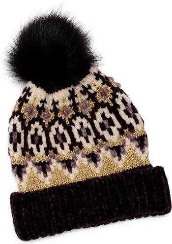 Chalet Fair Isle Faux Fur Pompom Hat | Nordstrom