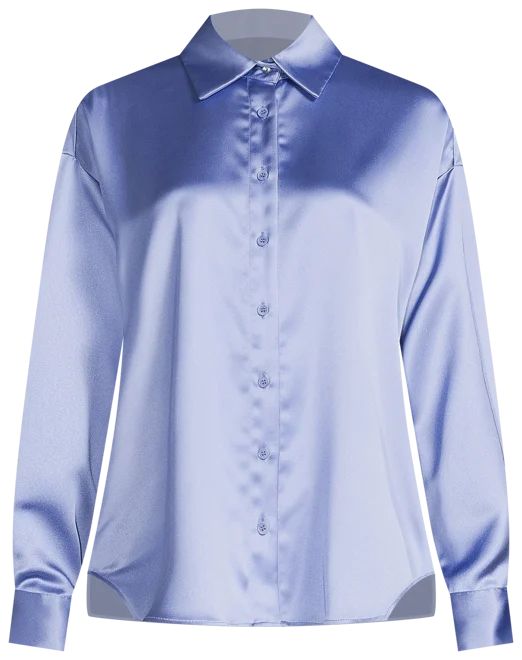 Skylar Point Collar Button Front Long Sleeve Satin Coordinating Blouse | Dillard's