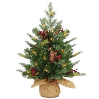 2 ft. Battery Operated Nordic Spruce Artificial Christmas Tree with Warm White LED Lights | The Home Depot