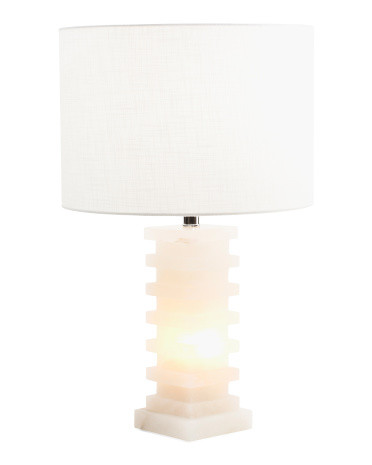 25in Alabaster Table Lamp With Night Light | TJ Maxx