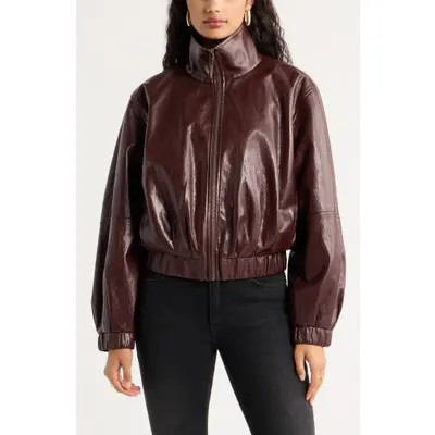 Faux Leather Funnel Neck Jacket | Nordstrom