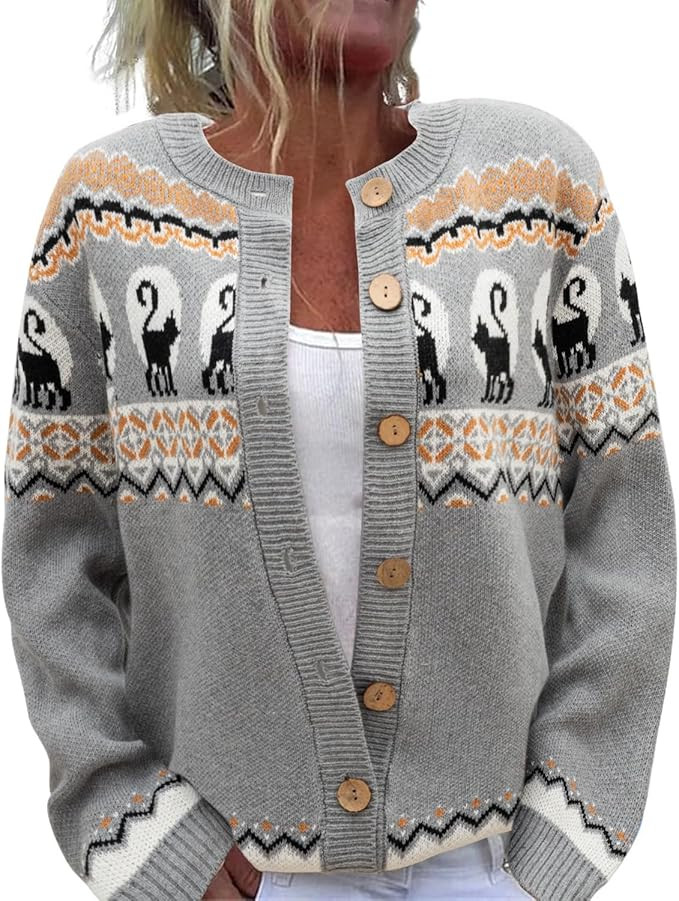 Women's Halloween Thanksgiving Christmas Knit Cardigan Sweater       
    
    
  ➕ Add to Cha-... | Amazon (US)