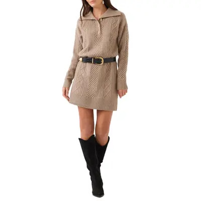 Karen Kane Cable Knit Sweater Dress in Wheat at Nordstrom, Size Small | Nordstrom