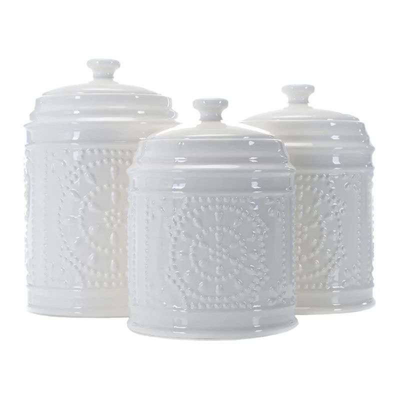 Embossed 3 Piece Kitchen Canister Set | Wayfair North America