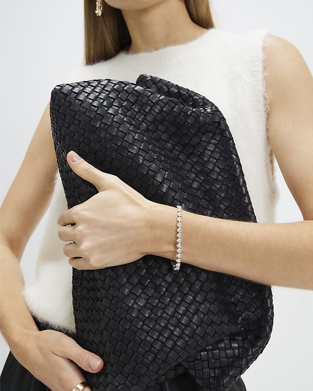 Gold Heart Diamond Simulant Tennis Bracelet | River Island UK & IE