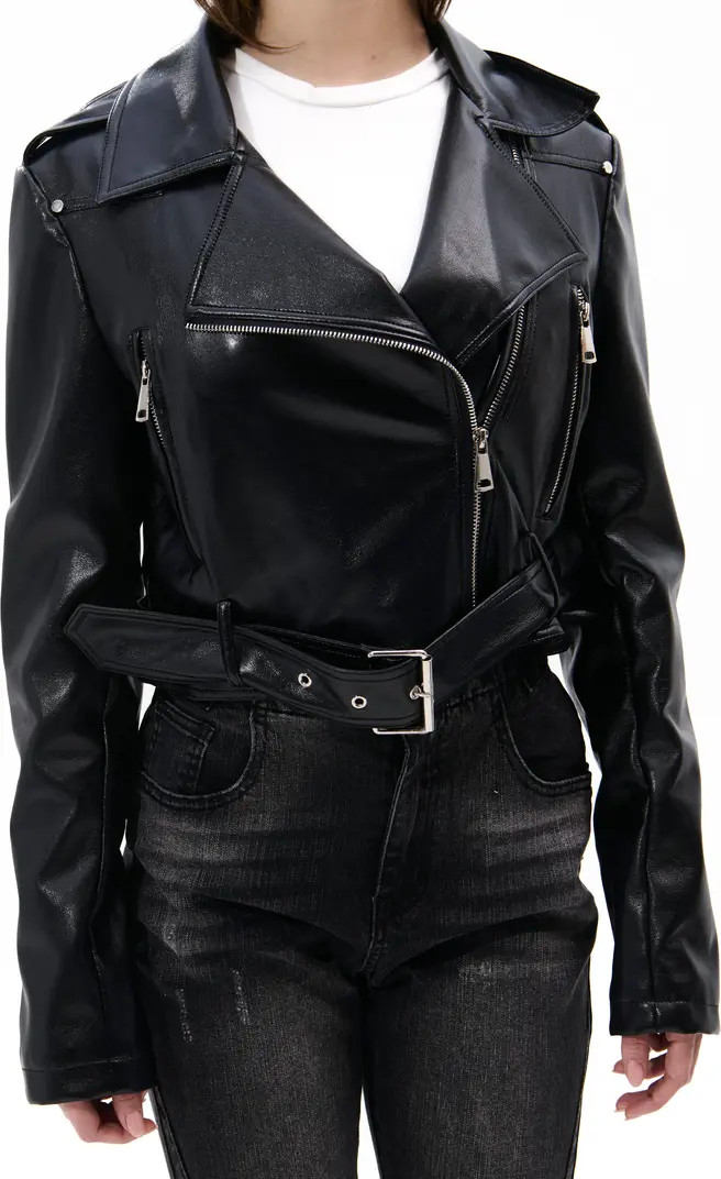 Faux Leather Crop Moto Jacket | Nordstrom