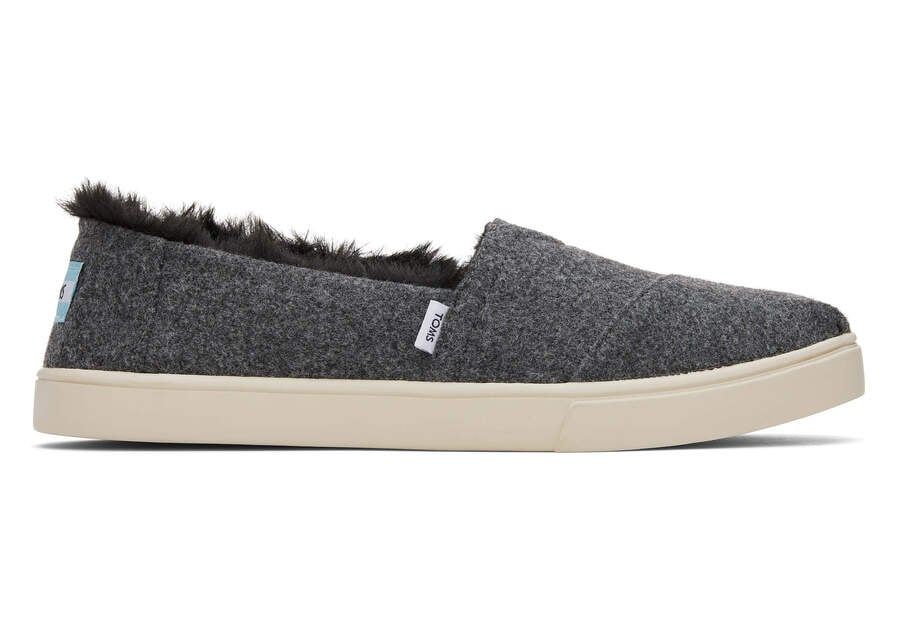 Women's Grey Felt Alpargarta Cupsole Faux Fur Slip On Sneaker | TOMS | TOMS (US)