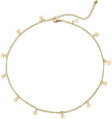 HUASAI Star Necklace Choker for Women Cute Bead Necklace for Teen Girl Star Choker Necklace | Amazon (US)
