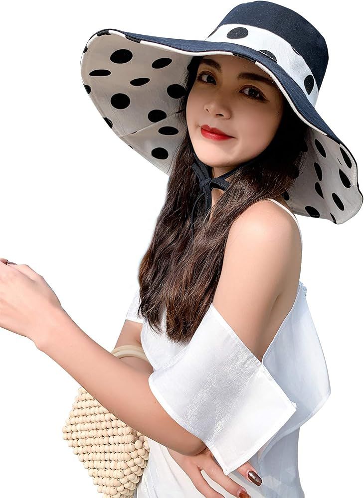 Ayliss Women's Wide Birm Sun Hat Foldable Floppy Hat Reversible Summer Beach Roll up Cap Sun Hat Pac | Amazon (US)