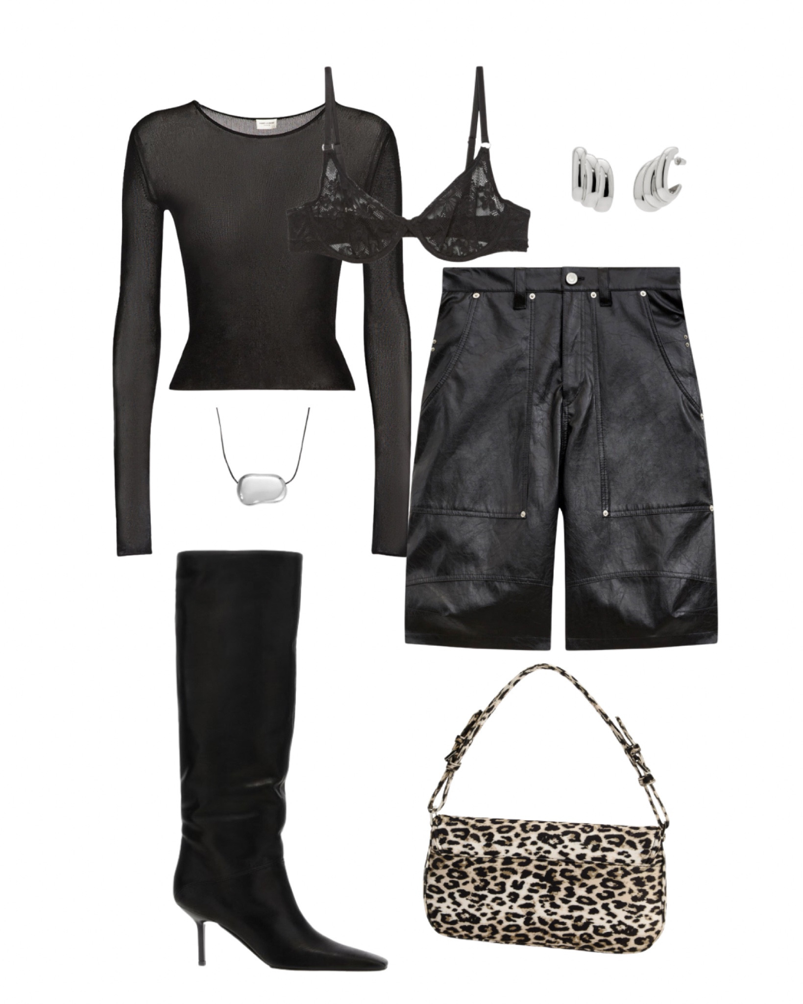 Going out for the night 🍸 Bag is from Zara! A sheer long sleeve looks very chic with a lace bralette underneath. The leather shorts adds an edgy vibe to this look! 

#LTKSeasonal #LTKStyleTip