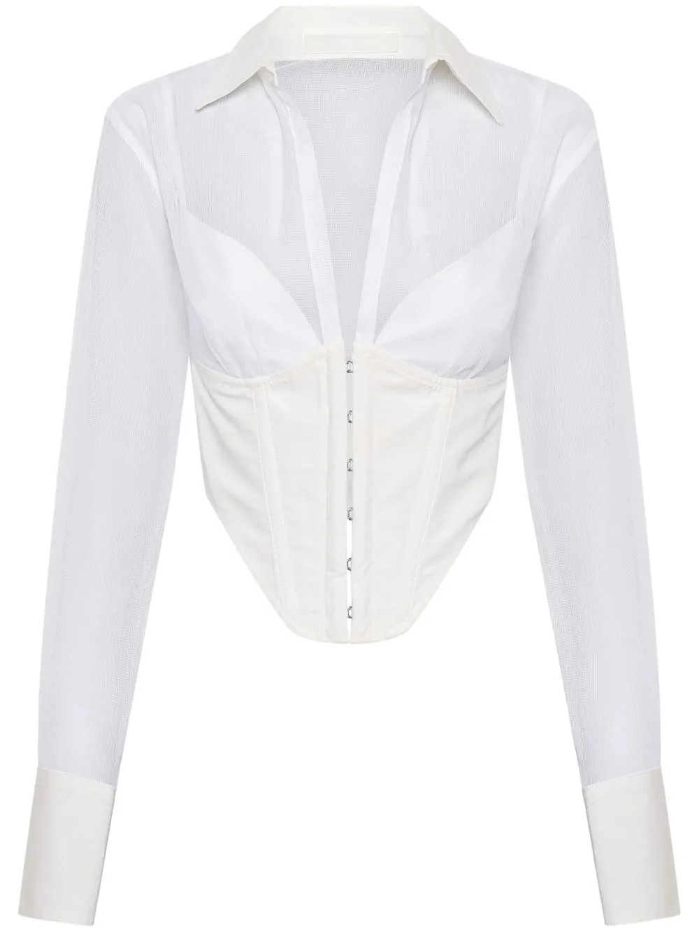 Grid sheer corset shirt | Farfetch Global
