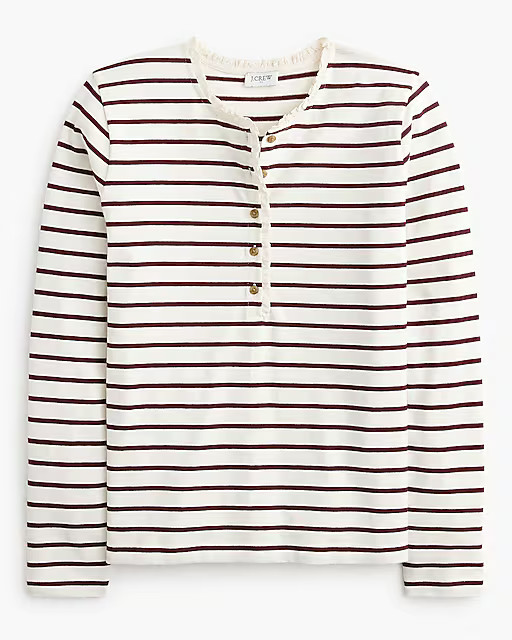Striped ruffle-collar henley | J.Crew Factory